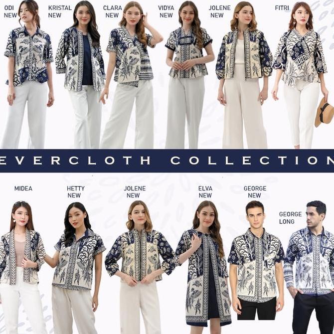 EVERCLOTH ELVA DRESS BATIK LENGAN PANJANG TUNIK BATIK COUPLE BATIK MODERN DRESS WANITA SLIMFIT SERAG