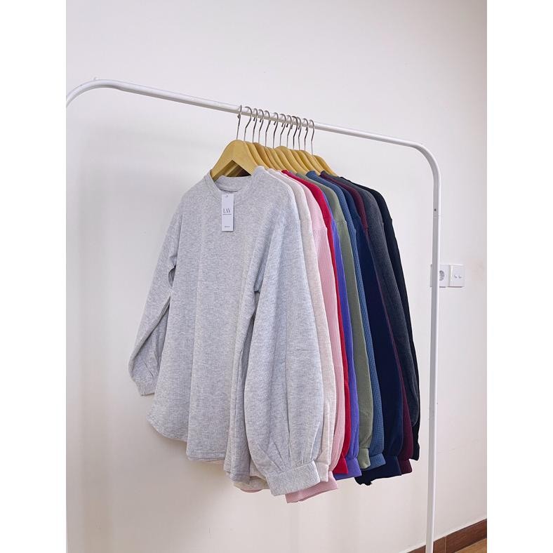 Terlaris Lavena Clara Knit Blouse / Waffle Knit / Atasan Lengan Panjang Balon / Kaos Lengan Panjang 