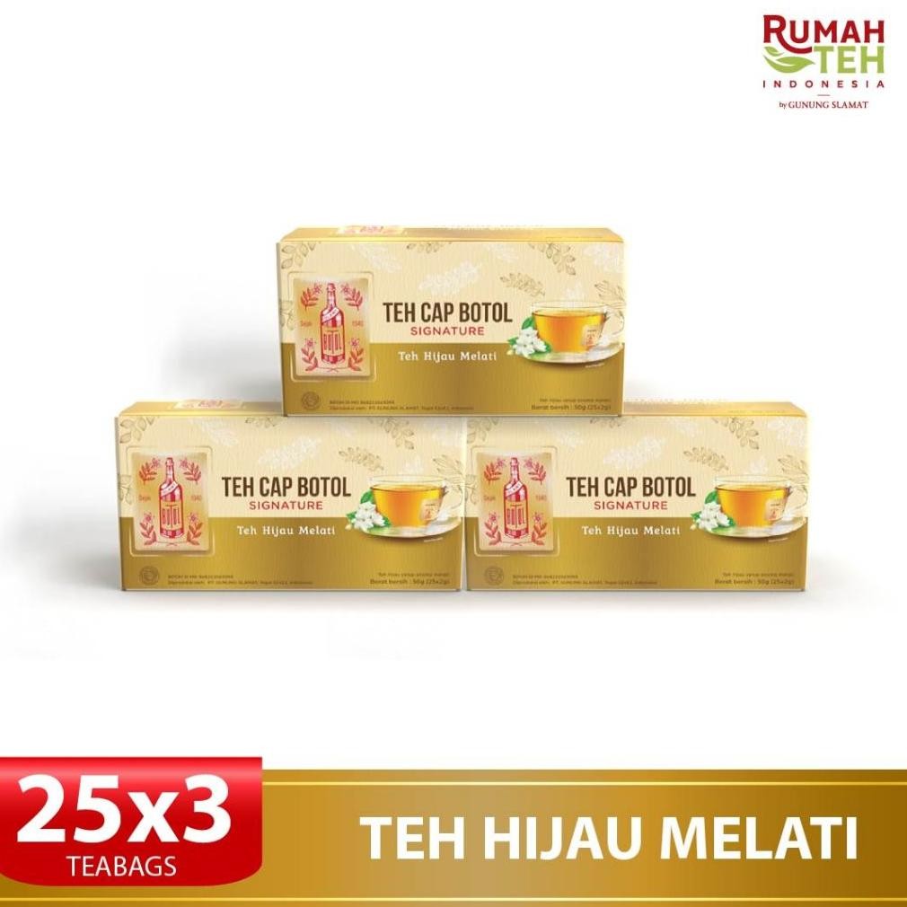 

SALE! TEH CAP BOTOL SIGNATURE HIJAU MELATI | 25 CELUP X 3 DUS | TEH WANGI PREMIUM