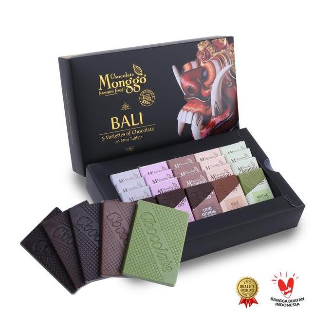 

Chocolate Monggo | Oleh Oleh Bali Rarung Cokelat Box 5 Rasa | Souvenir Chocolate