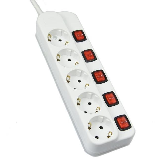 Baru Krisbow Stop Kontak 5 Lubang + Saklar On Off Kr-4358 Putih Anti Short