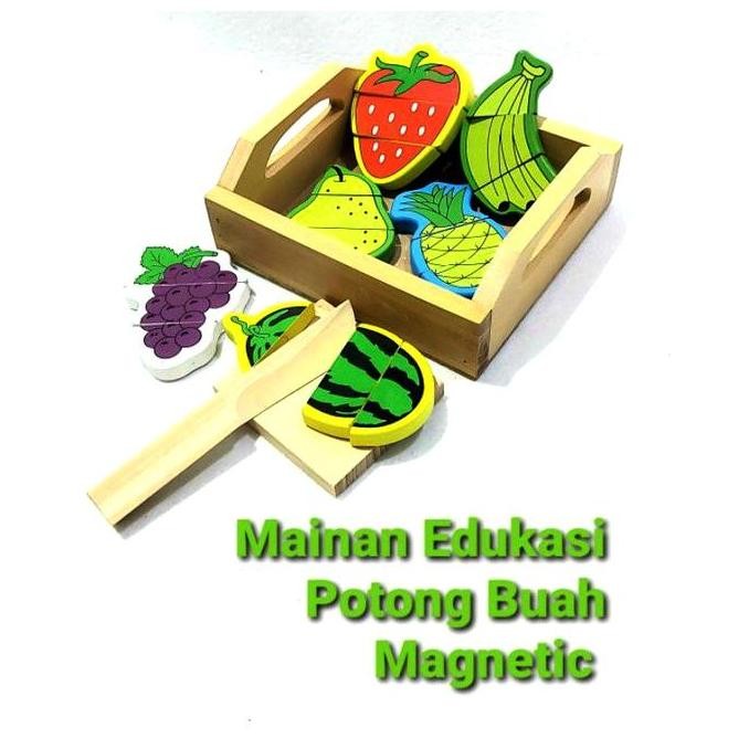 Mainan Edukasi Potong Buah Magnet Box Kayu