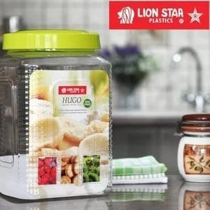 Terlaris Toples Plastik Persegi 3 Liter & 4 Liter Hugo Lion Star Toples Kerupuk Kedap Udara /Toples 
