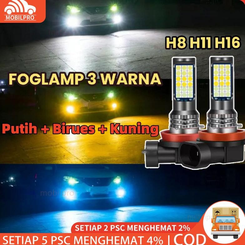 [DISKON] LED FOGLAMP 3 WARNA H8 H11 H16 AVANZA XENIA CALYA SIGRA AGYA AYLA ERTIGA JAZZ BRIO ROCKY RA