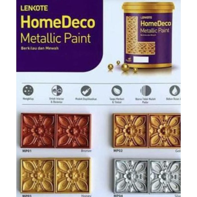 

Cat Metalic Waterbase Emas/Silver/Bronze Lencote Homedeco Avian 0.2 L