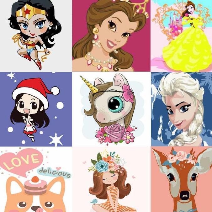 

Set Kit Kanvas Lukis Anak 20X20 Cm Canvas Painting Princess By Number