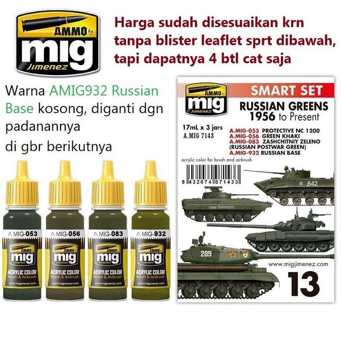 

Amig7143 : Russian Greens - 1956 To Present Color Set - Ammo Acrylic Paint Set