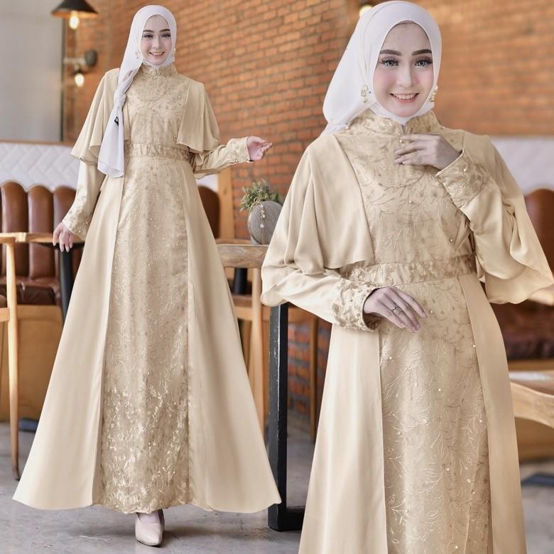 Model baru - GAMIS  MIKAYLA Baju Muslim Wanita Jumbo Gamis Brukat Tile Remaja Dewasa Premium Fashion