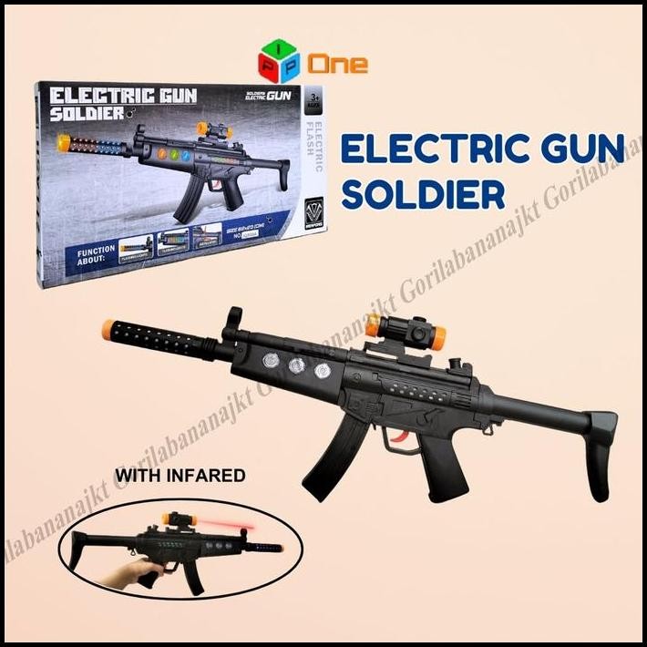 Mainan anak Electric gun mp5 flashing gun tembakan laserflashled
