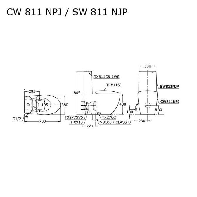 Closed Duduk Toto Cw811Njp (S-Trap) / Toilet Duduk Toto Cw 811 Npj