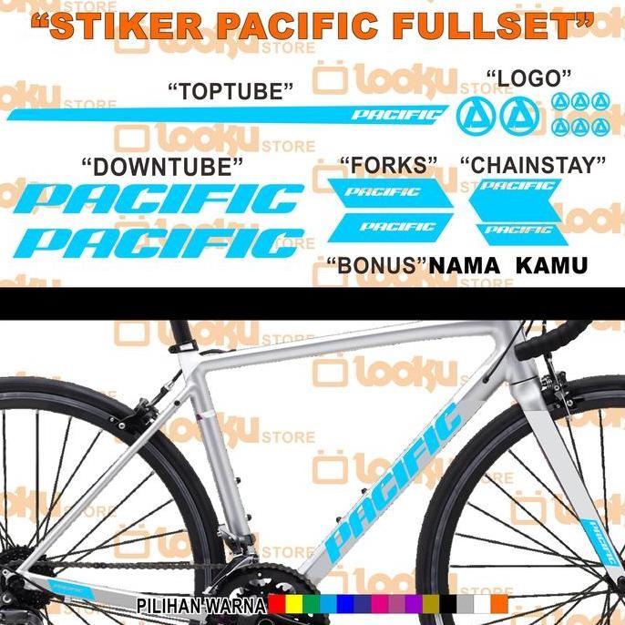 Ready stiker pacific sticker sepeda mtb roadbike frame murah