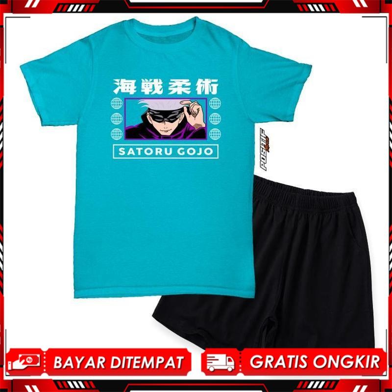 (Langsung Beli) Baju Kaos Anak Setelan Satoru Gojo Anime Harian Laki Perempuan Lh-66