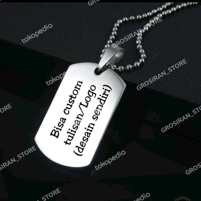 Kalung Dog Tag Militer Tni Identitas Plat Custom Logo Nama Grafir Kado