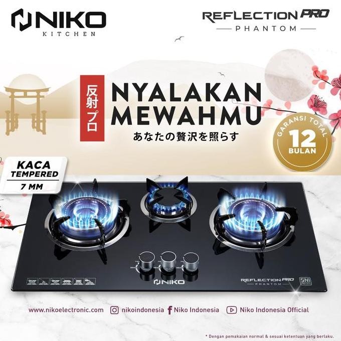 Niko Kompor Gas 3 Tungku Reflection Pro Phantom