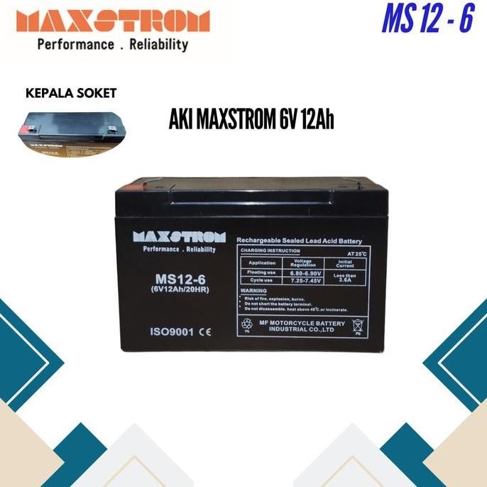Aki Kering Vrla Mobil Mainan Maxstrom 6V 10Ah 12Ah