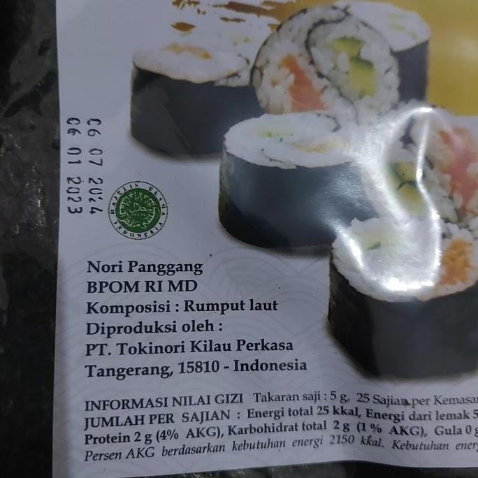 

JB Tokinori Sushi Nori Seaweed Rumput Laut isi 10 lembar 25 gram None