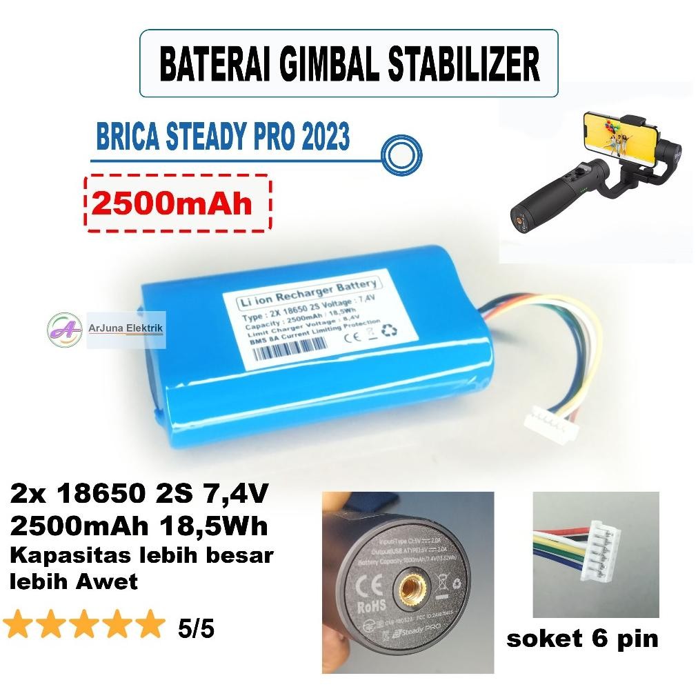 WIYUNG Baterai Gimbal Stabilizer Custom for B Steady Pro 2023 , Brica Steady Pro