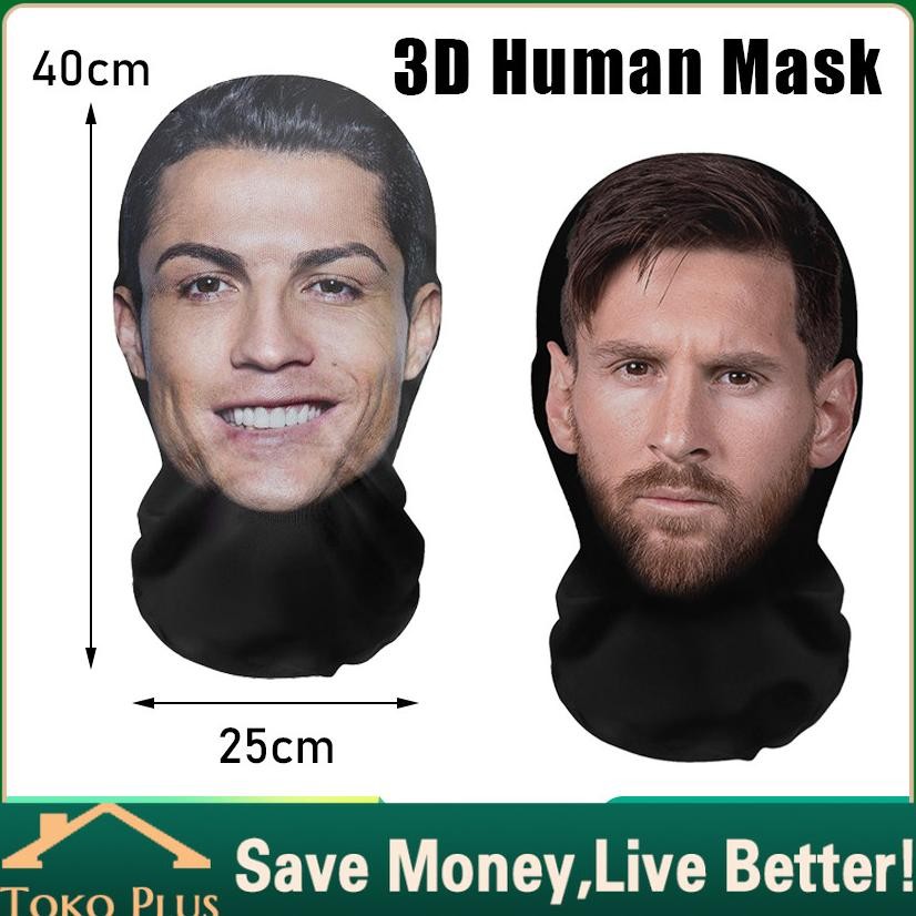 3D Topeng Halloween Cosplay CR7/Messi/CR/Cristiano Ronaldo 3D Seamless Magic Funny Celebrity Face Ma
