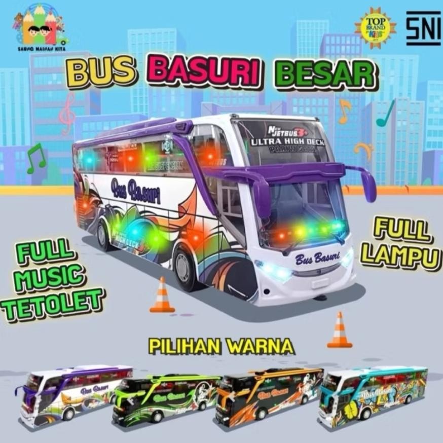Rwet-23 Leeman-Mainan Mobil Bus Basuri JumboMainan Miniatur Bus Oleng Basuri Viral/Mainan Anak Bus T