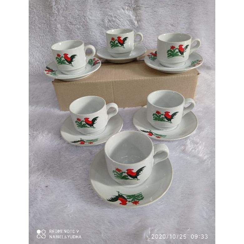 Set Cangkir Keramik Ayam Jago Desain Menarik Nugi