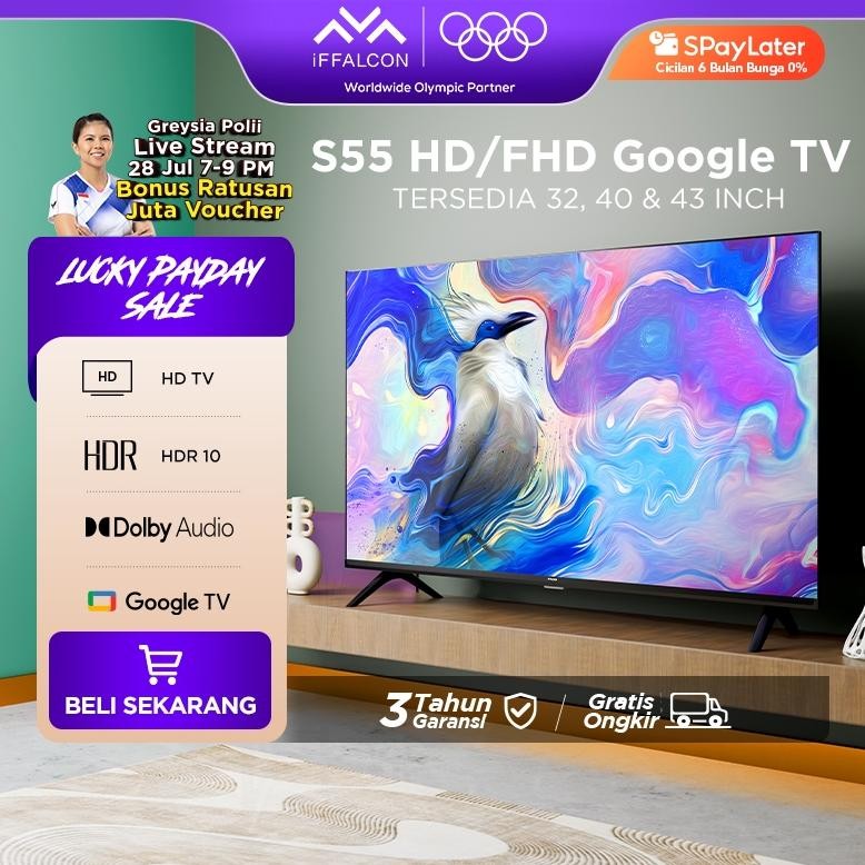 iFFALCON by TCL S55 Series Google TV (Android 14) Smart Digital - HD/FHD - HDR 10 - Dolby Audio - Go