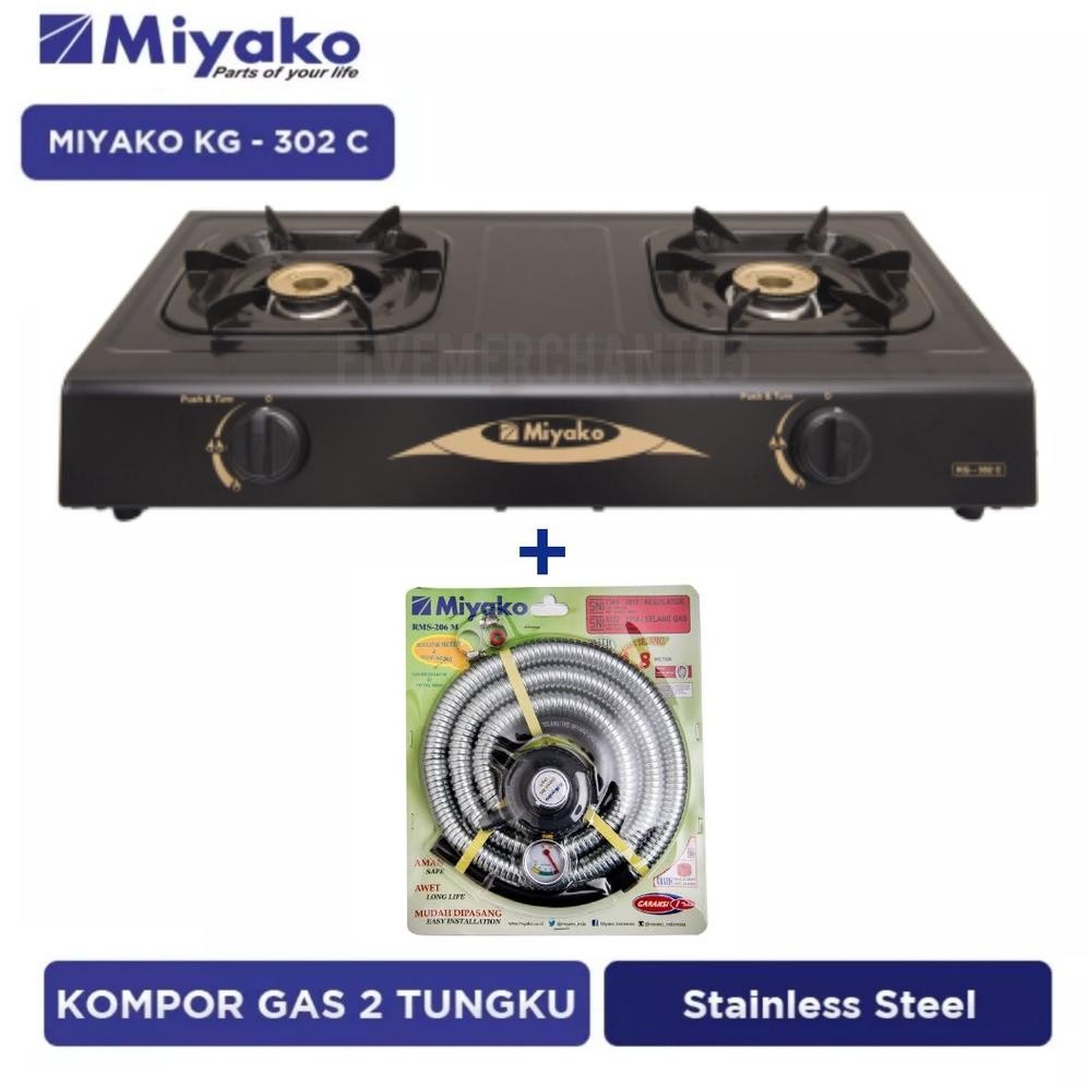 Kompor Gas Murah Miyako KG 302C Kompor 2 Tungku Miyako 302c Kompor Ceflon Kompor Gas Miyako MYK 302 