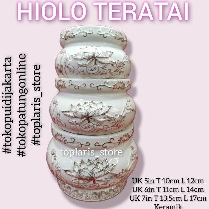Hiolo Teratai Keramik Putih Uk 6In