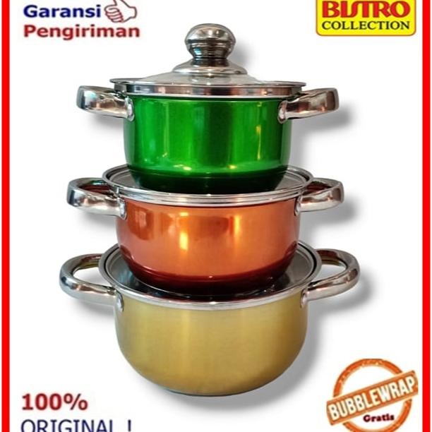 Panci Set Panci Stainless Warna Set Bisa Induksi Bistro 3 Set Dan 5Set