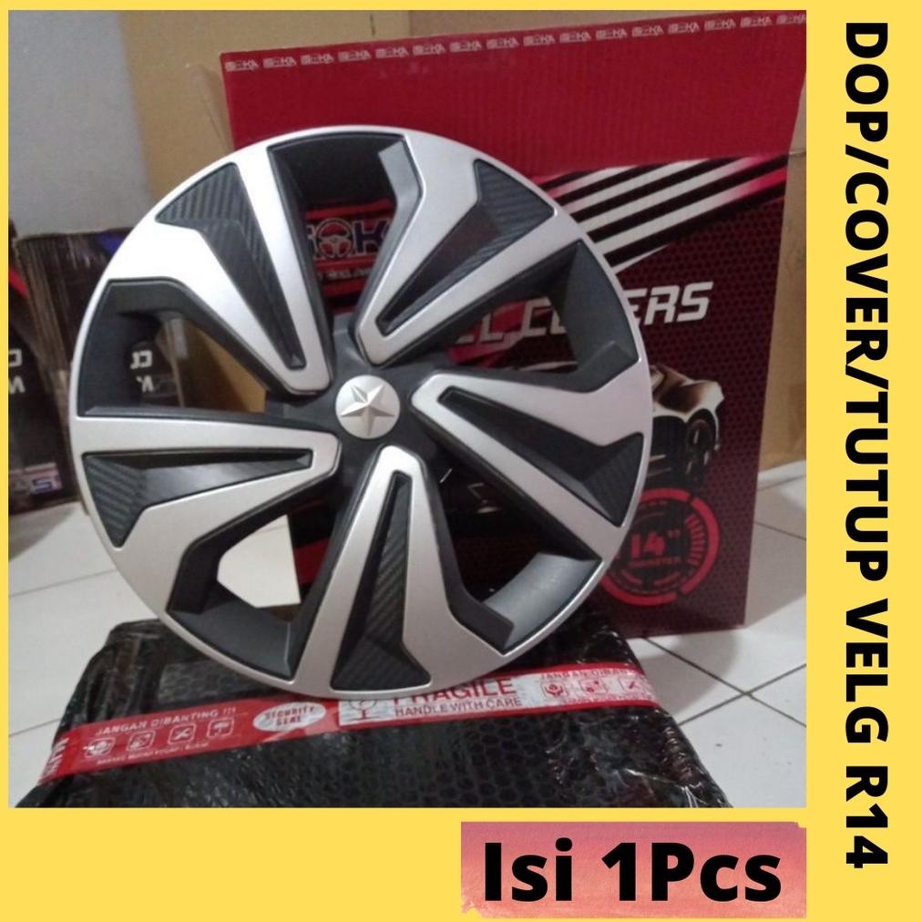Wheel Cover Dop Velg Ring14 Silver Hitam Isoka Nugi