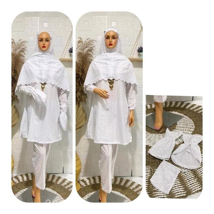 Setelan Ihrom Komplit Katun Jepang/ Muslim/ Wanita/ Atasan/ Baju
