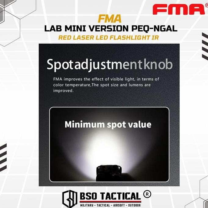 Fma Tactical Lab Mini Version Peq-Ngal Red Laser Led Flashlight Ir