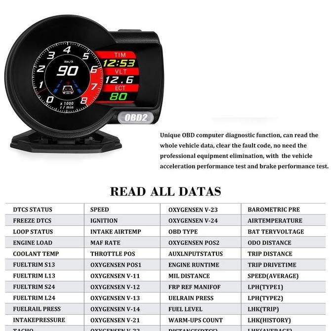 HEAD UP DISPLAY DIGITAL LCD TACHOMETER OBD2 F8 OBD II INDIKATOR ORIGINAL DAN TERPERCAYA