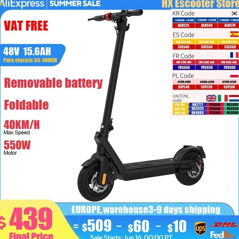 X9 Powerful Electric Scooter Adult 500W 15.6Ah 36V Electric Skateboards 10.0 Inch Self-Balance Elect