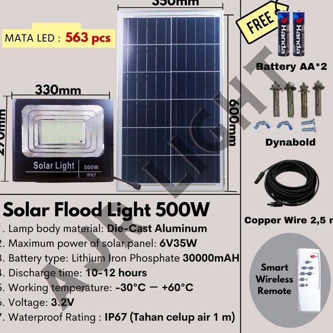 Lampu Sorot Led Solar Cell 500 Watt Warm White / Pju Led Tenaga Surya