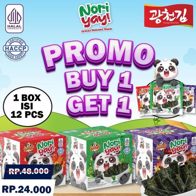 

JB (BELI 1 GRATIS 1) NORIGO / SNACK NORI YAY 1 BOX ISI 12PCS / SNACK RUMPUT LAUT 3.5GR None