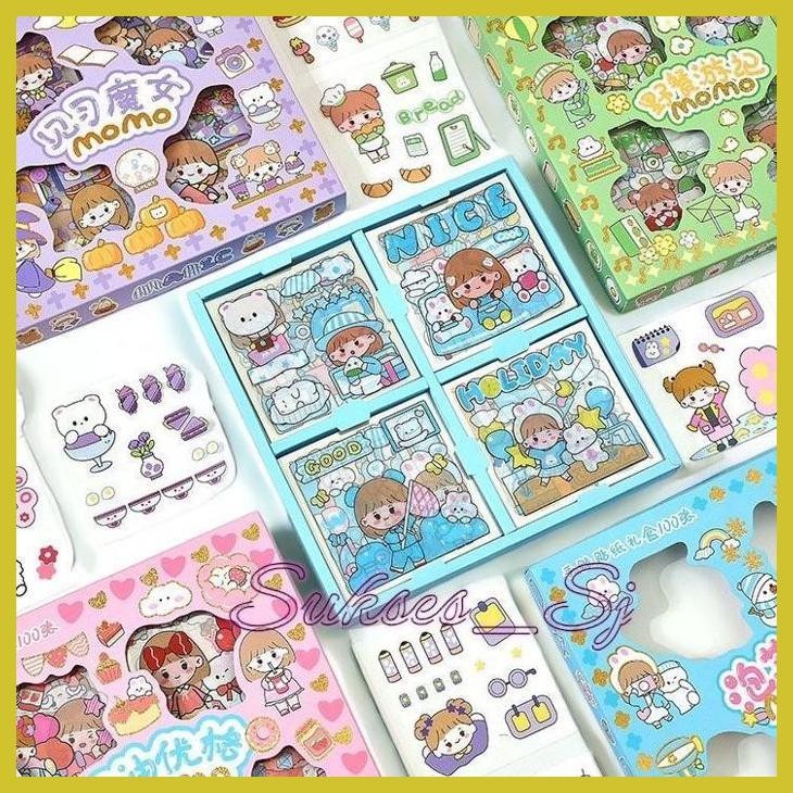 

(VIRAL PRODUK) *STICKER WATERPROOF STICKER MOMO DAPAT BOX ISI 100 LEMBAR PRIVASI AMAN