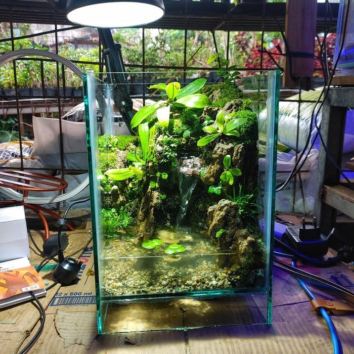 AL 20x20x30cm Fullset Paludarium Waterfall Aquarium Air Terjun