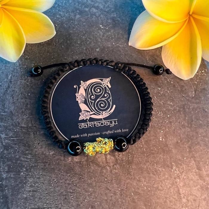 Tgs Gelang Xuping Naga Emas Dengan Batu Onyx Hitam