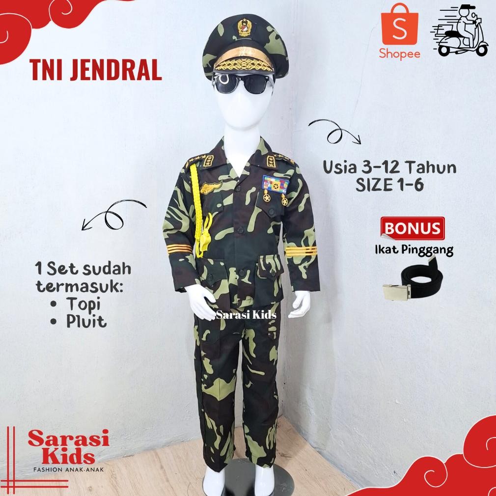 Baju loreng anak Baju tentara anak laki laki kostum profesi baju TNI JENRDRAL anak laki laki baju tn
