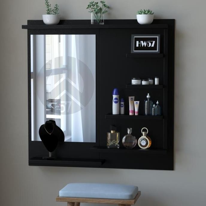 Meja Rias Minimalis Gantung Rak Dinding Cermin Rak Kosmetik Murah Kayu Furniture