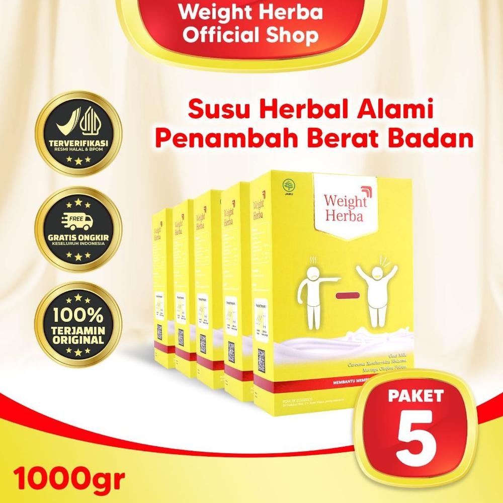 

NO_MORE [PAKET HEMAT] WEIGHT HERBA 5 BOX - SUSU HERBAL PENAMBAH BERAT BADAN & PENAMBAH NAFSU MAKAN | 1000gr