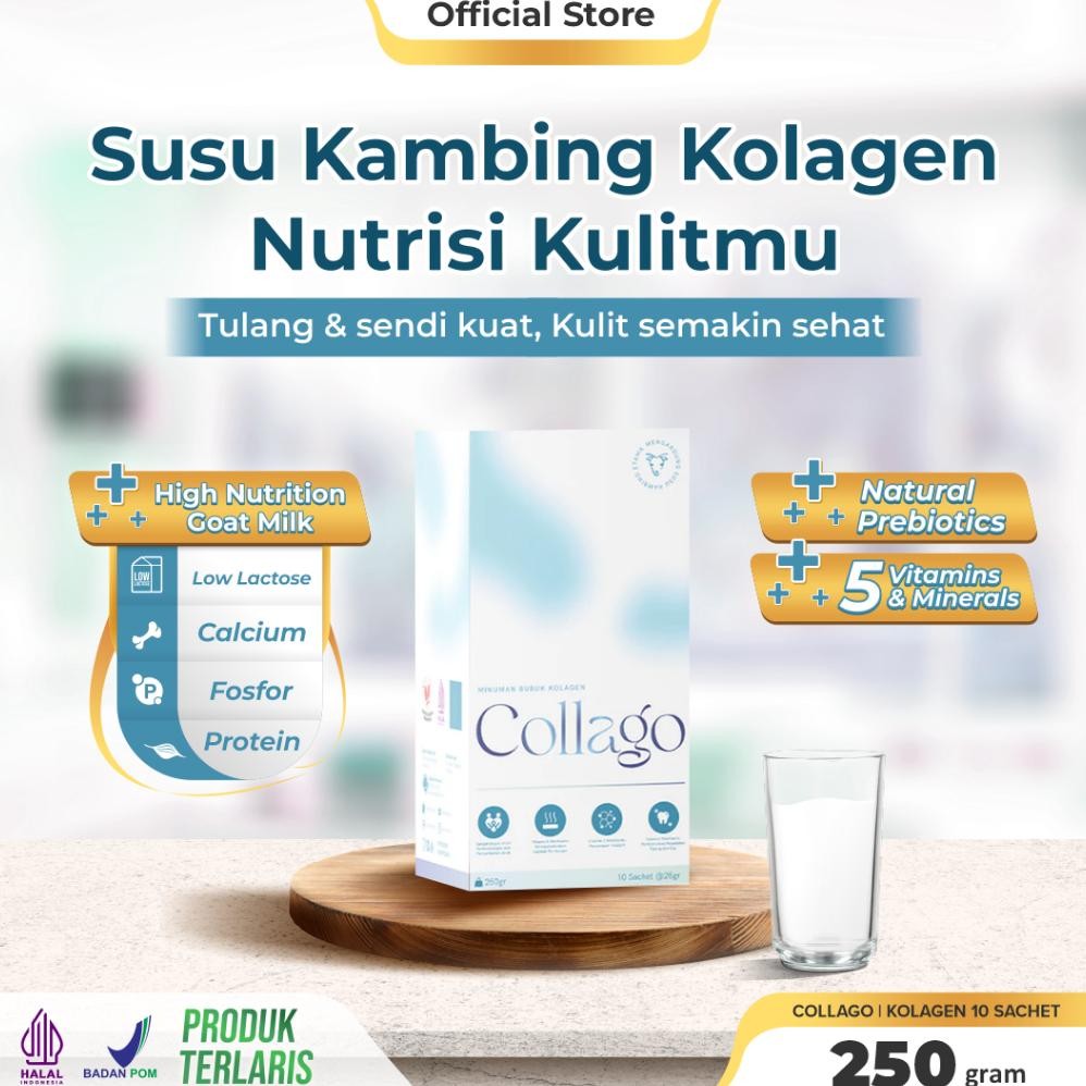 

NO_MORE Ternak Syams - Collago Susu Kambing Dengan Fish Collagen 10 sachet Rasa Original memperkuat tulang otot sendi kesehatan kulit elastisitas