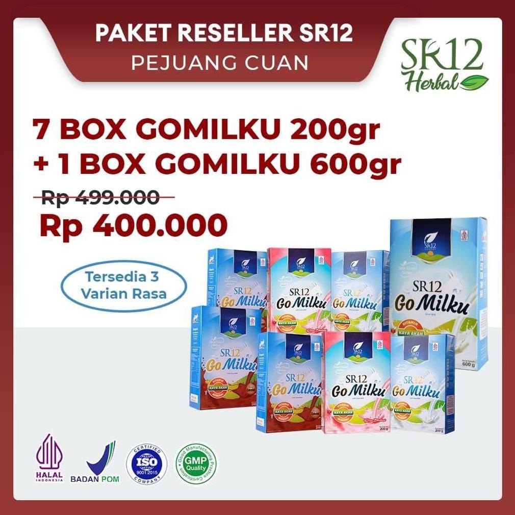 

NO_MORE SR12 PAKET RESELLER GOMILKU | BELI 8 BOX BAYAR 400K | Susu Kambing Etawa Premium