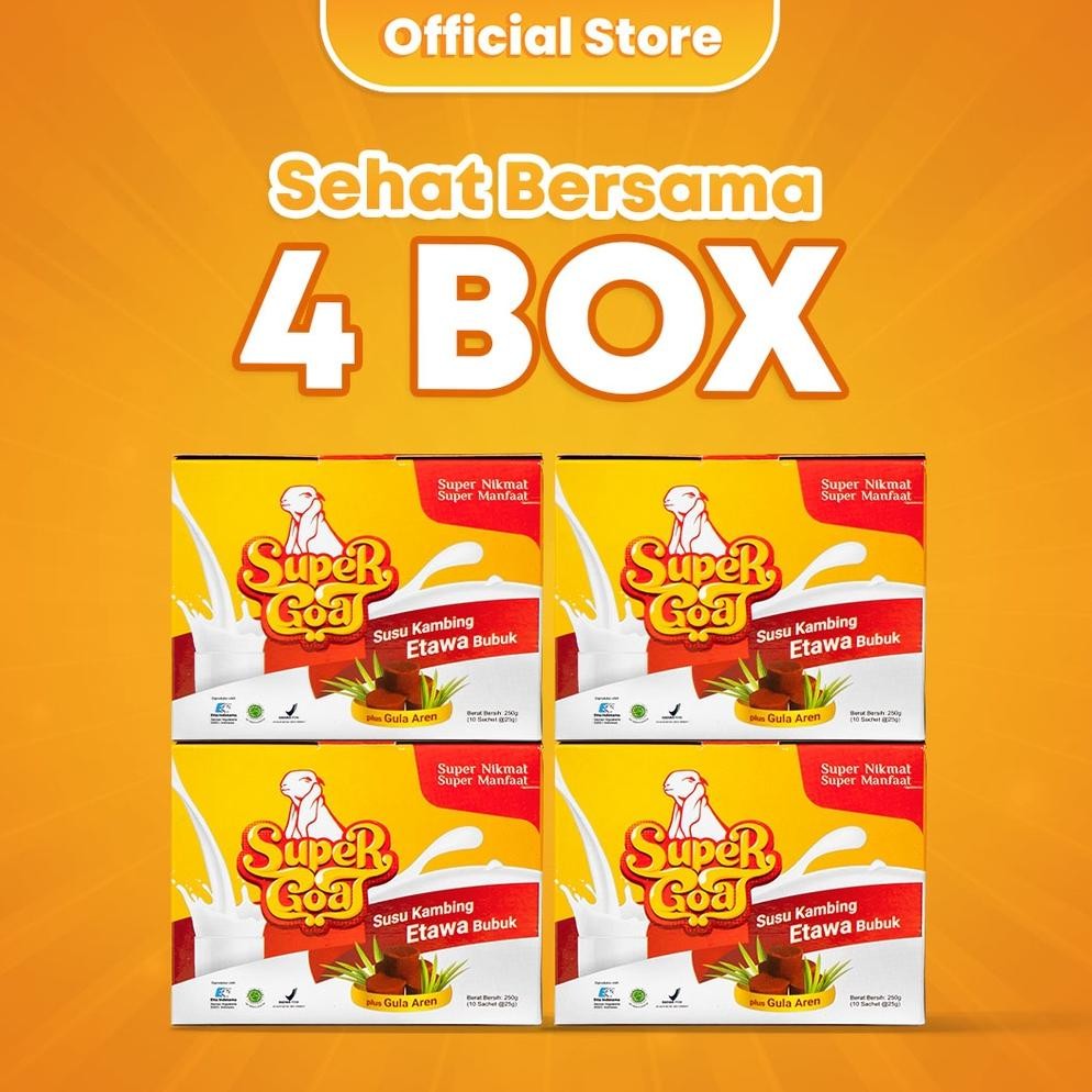 

NO_MORE SUPERGOAT Susu Kambing Etawa Bubuk Gula Aren Original Sachet Minuman Serbuk Milk Powder 4 Box