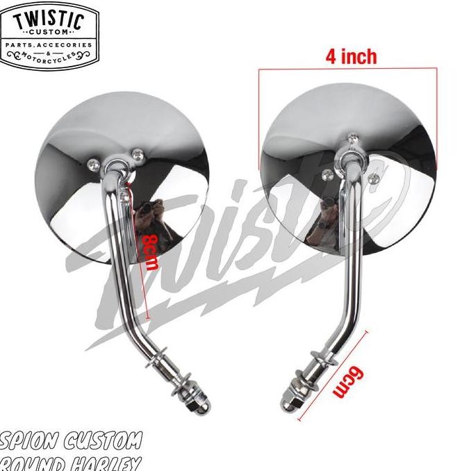 Spion Bulat Custom Round Motor Harley Davidson Sportster Dyna Softail Chopper Classic Retro