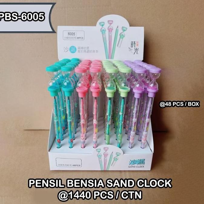 

\"\"\"\] pensil bensia sand clock amat ( model jam pasir) satuan ( non garansi pecah ya harap baca) warna random kode pbs 6005