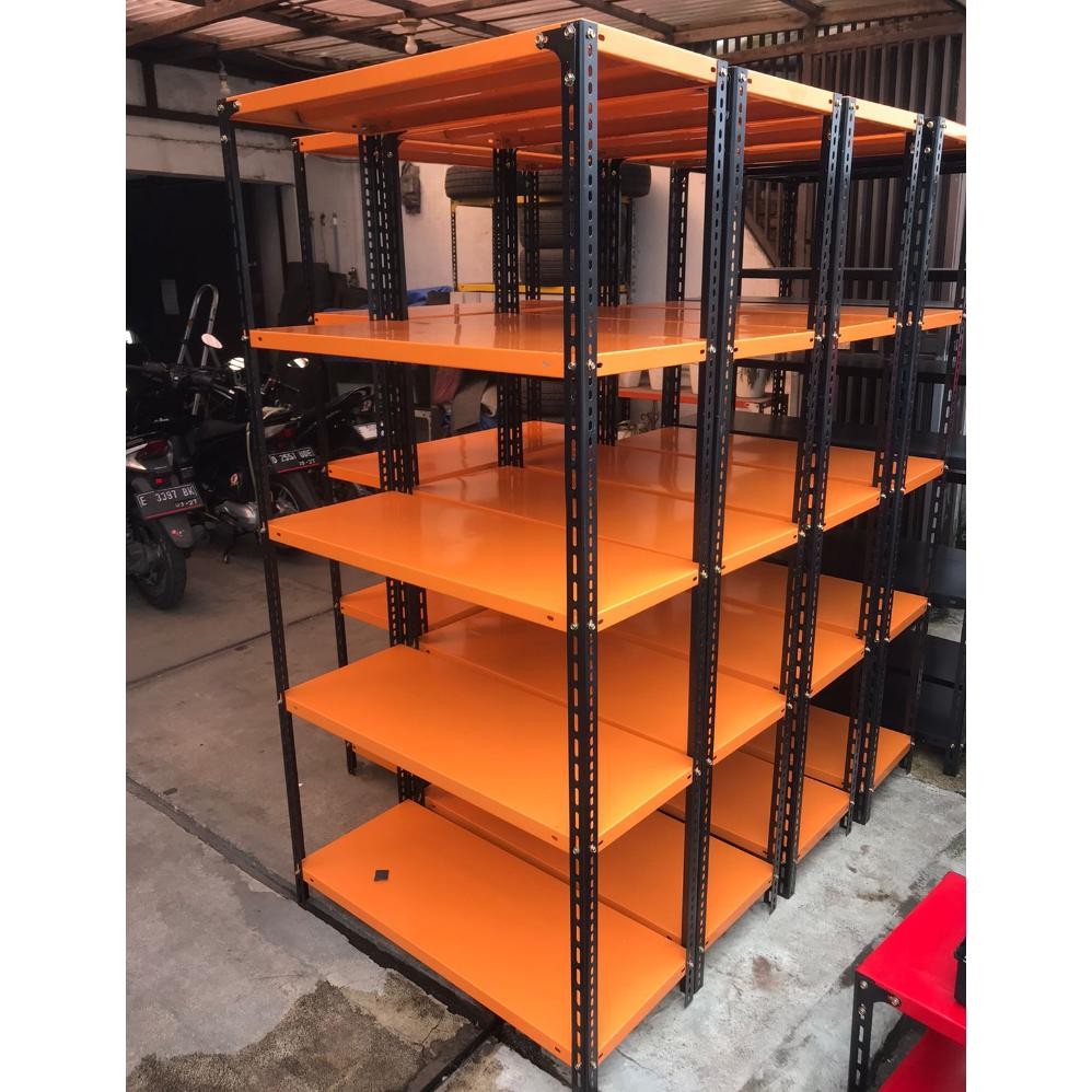 Rak Gudang ukuran 40x100x200 | Rak  Besi Siku lubang | Rak Barang | Rak besi Bandung Nugi
