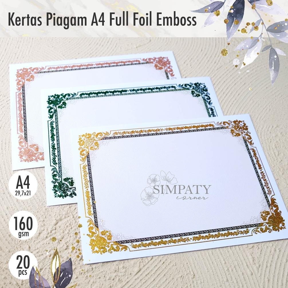 

Blanko / Kertas Piagam / Sertifikat A4 Simpaty Full Foil Emas Mewah Nugi