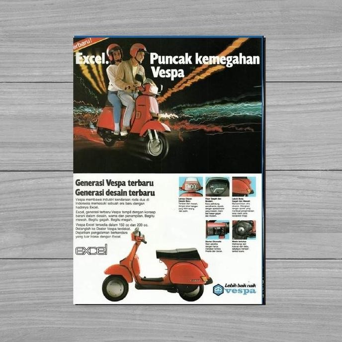 Poster Kayu Hiasan Dinding Iklan Vespa Excel