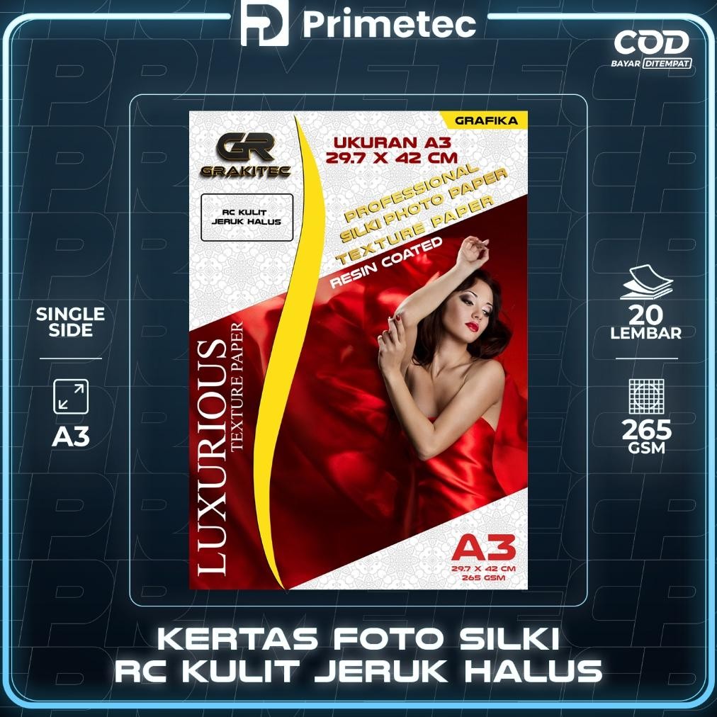 

Kertas Foto Silki Texture A3 / A3+ Professional Silki, Glossy Photo Paper 265 , Doff Halus, Canvas, Doff Kasar / Luster Resin Coated Nugi